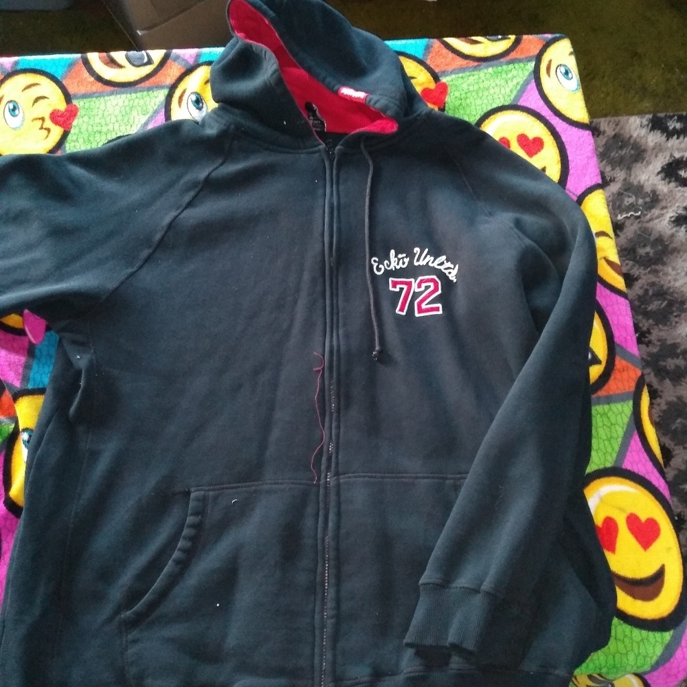 Black and red ecko hoodie with zipper